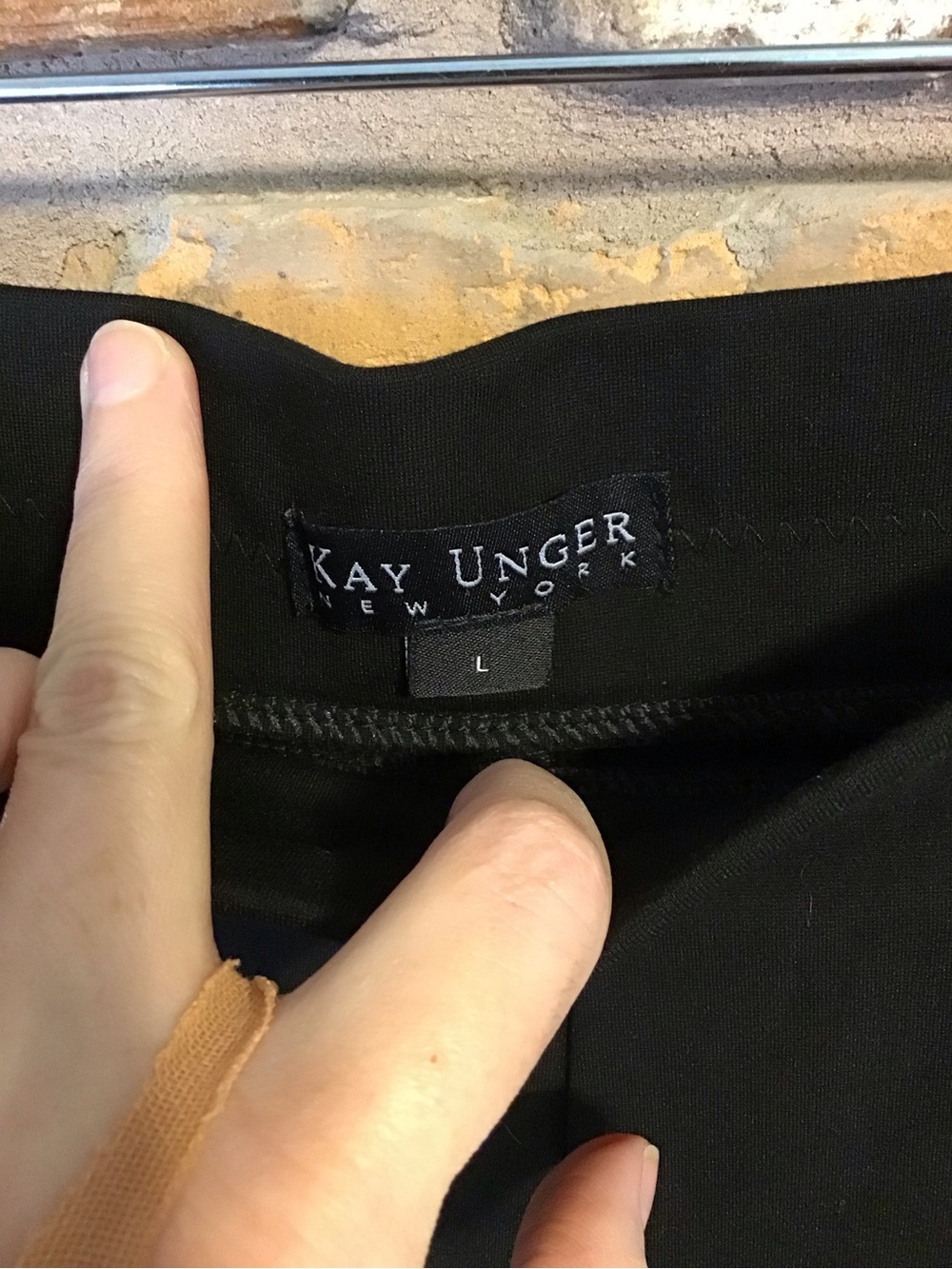 KAY UNGER Women's Black Wide-Leg Knit Pants with Gold Button Detail L - Picture 4 of 6